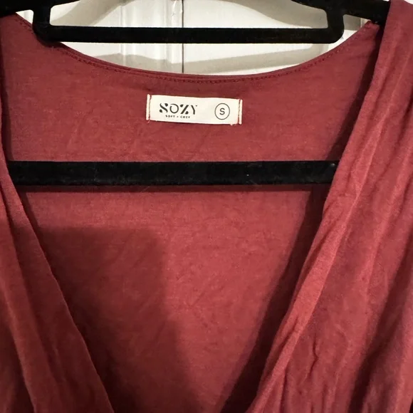 Vibrant Burgundy Wrap Bodysuit - Picture 2 of 3